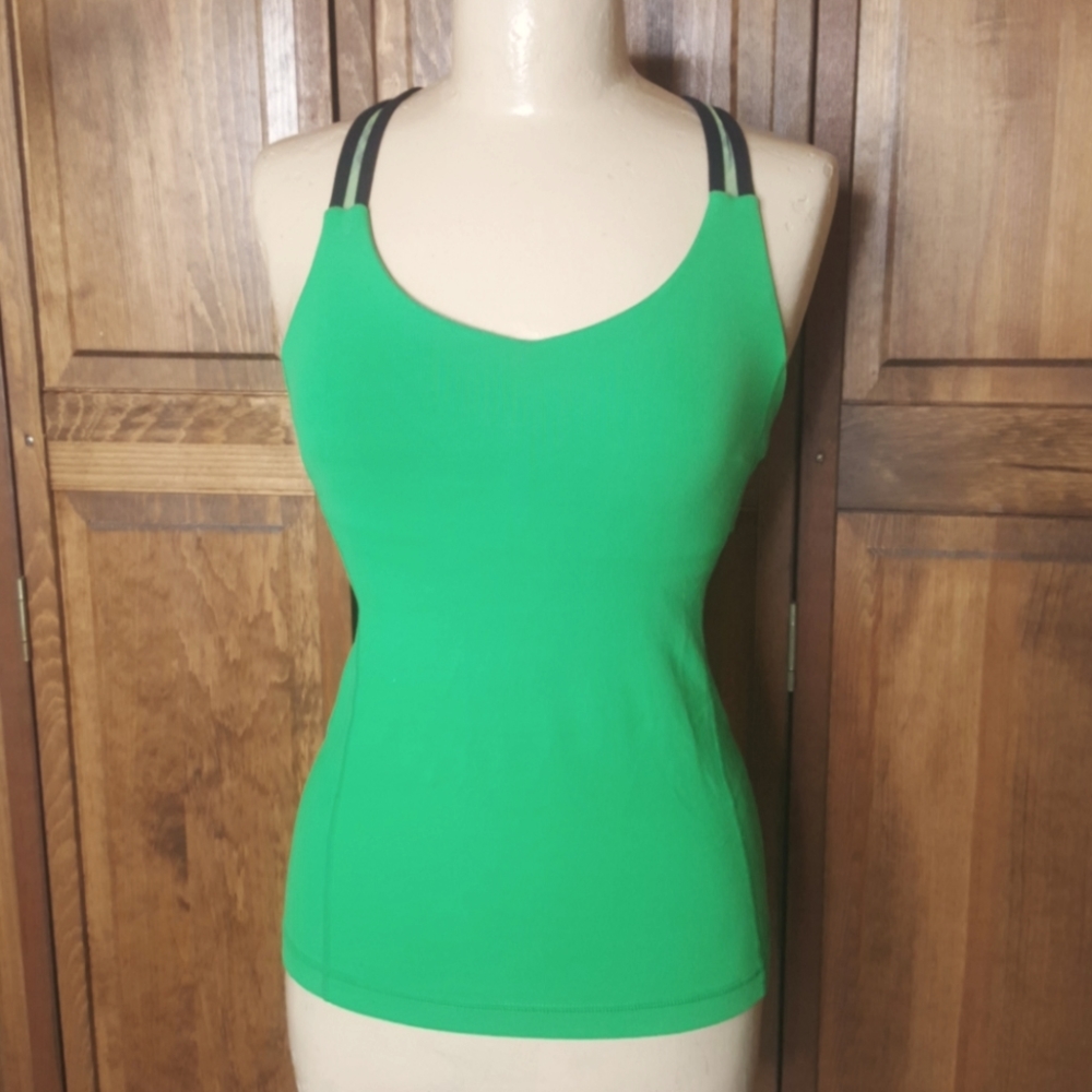 Lululemon RARE Kelly Green with Mesh Straps Tank Sz 6